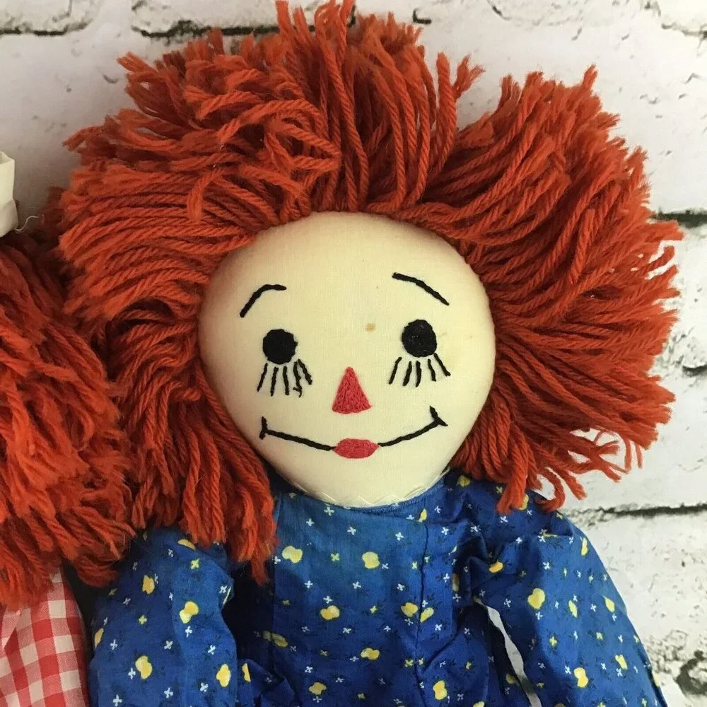 Vintage Raggedy‎ Ann Andy 20” Plush Rag Dolls Classic Toys Set Of 2 Collectible